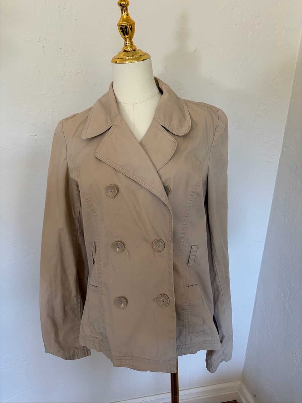Arizona Jean Company Women's Tan Double-Breasted Trench Coat